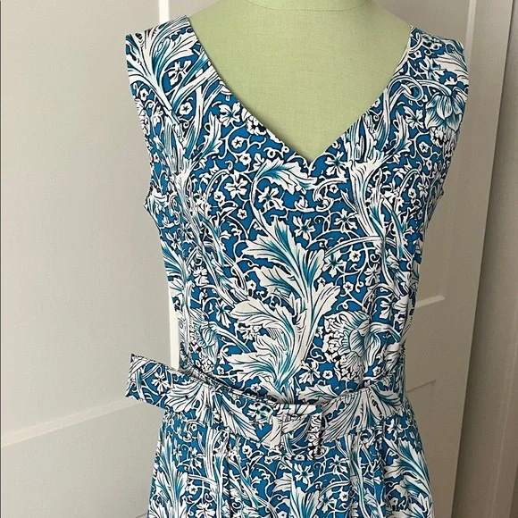 Samantha Sung Blue and White Patterned Midi Dress - Picture 3 of 15